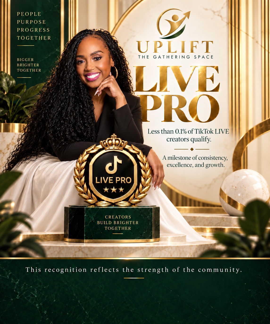 Pastor Candice Grace with the Uplift LIVE Pro recognition