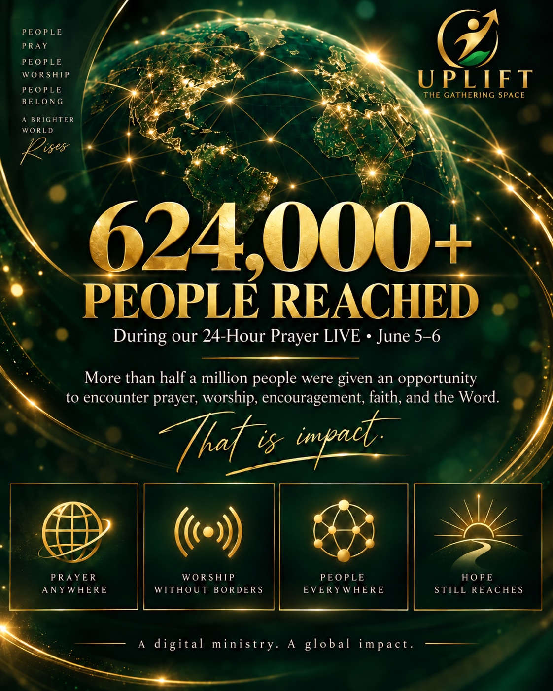 Uplift 24-hour prayer LIVE reached more than 624,000 people